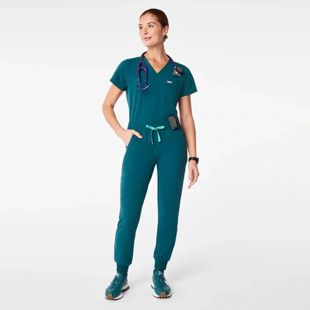 FIGS Women's Caribbean Blue Medium Zamora Jogger Small Catarina Top - Picture 1 of 12